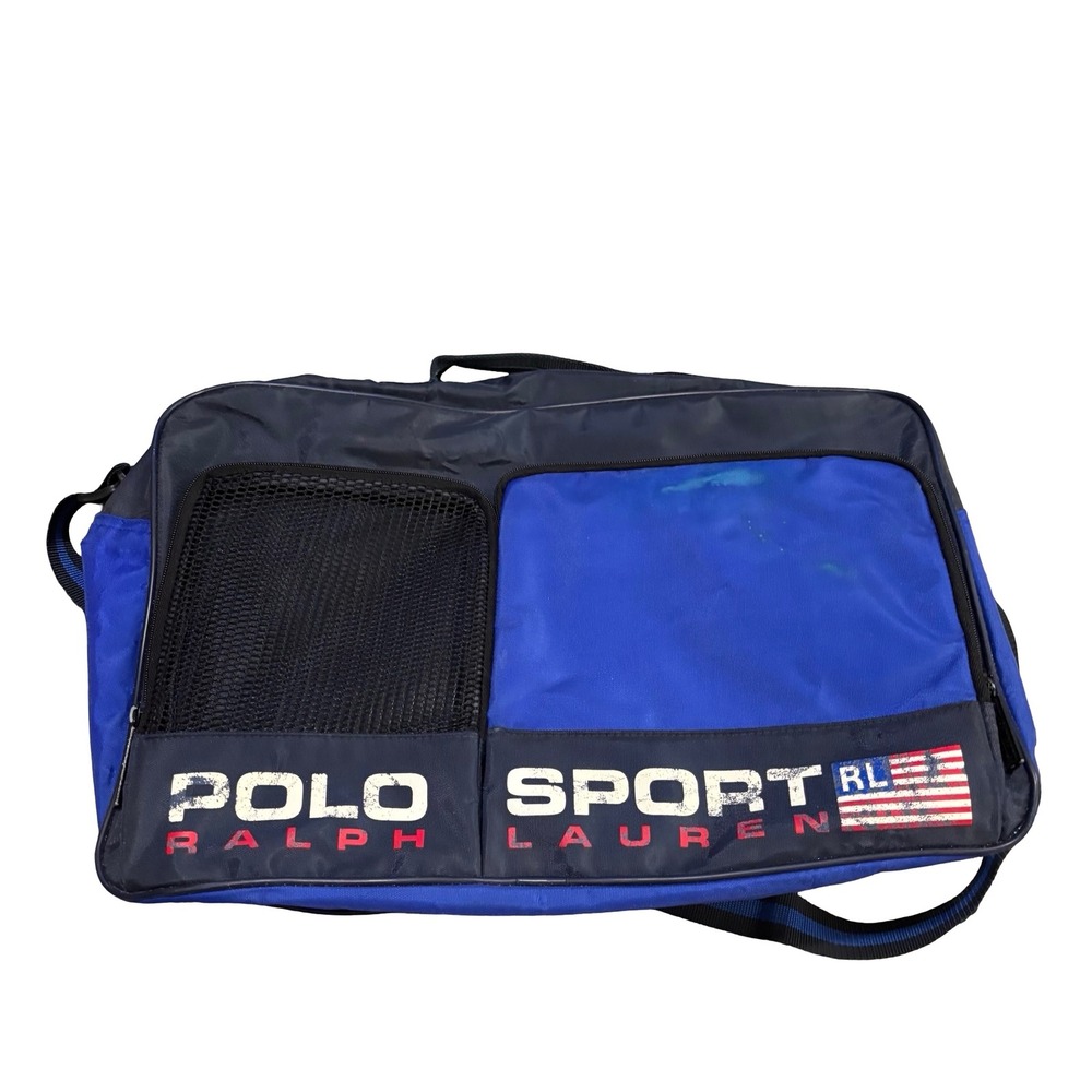 Polo Sport Ralph Lauren Vintage Blue Nylon Duffle Bag 90s Gym Travel Bag
